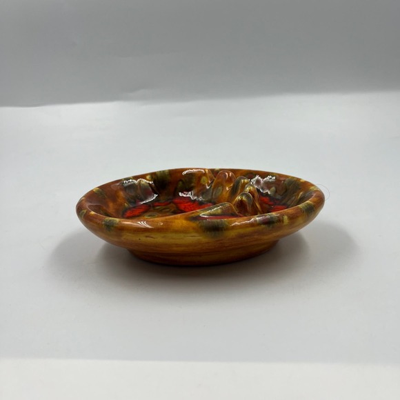 Vintage Splatter Painted Handmade Glazed Ceramic Ash Tray Cottage Core Boho MCM - Picture 8 of 11